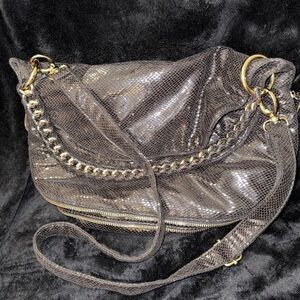 Deux Lux Black and Gold Textured Shoulder Bag